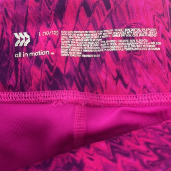 Girls Neon Pink Mid Rise Leggings All in Motion Purple Squiggles - Picture 5 of 9